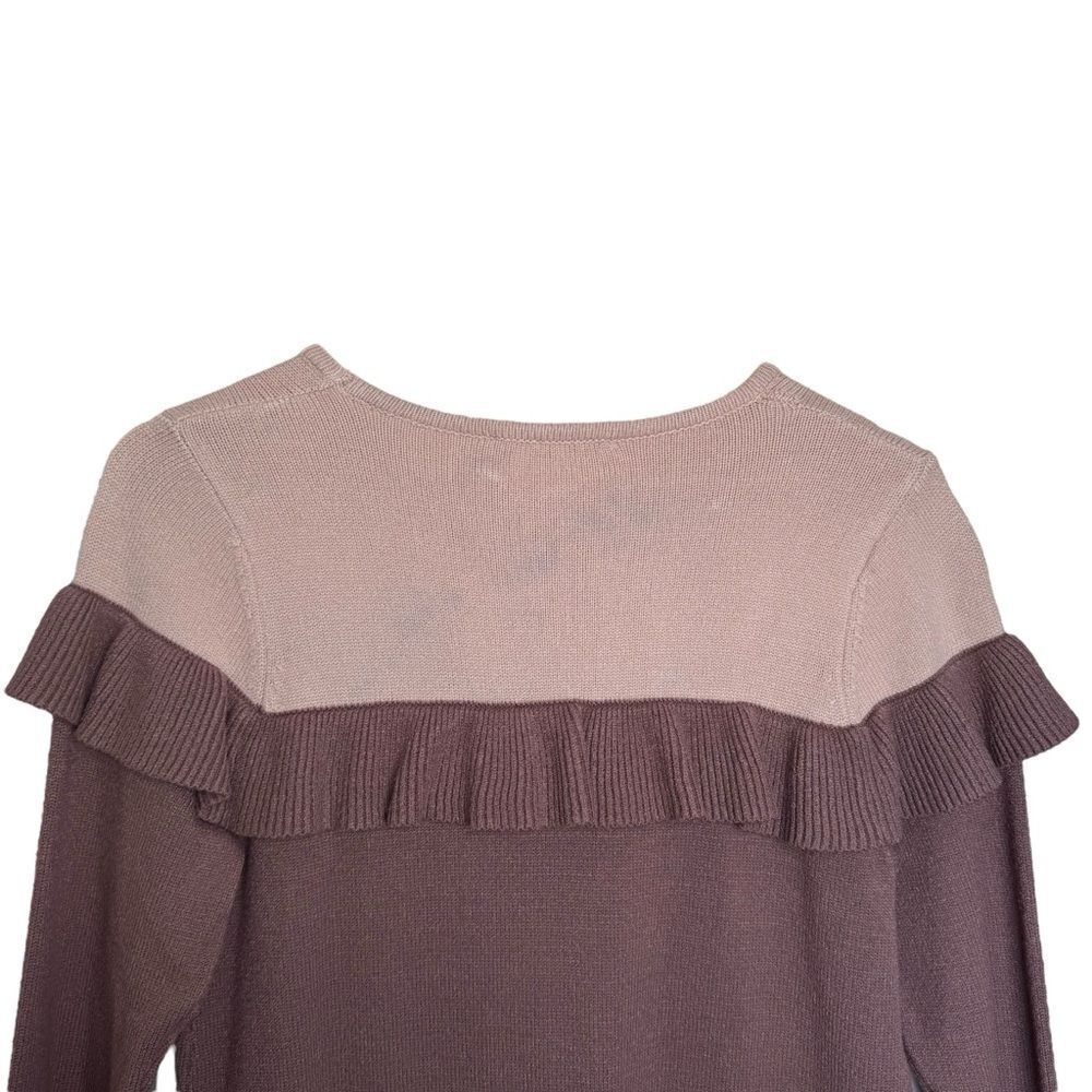TAKE NOTE Two Tone Knit Sweater Dress Teen Girl Sz 16 Cream / Brown Ruffle - Picture 9 of 12